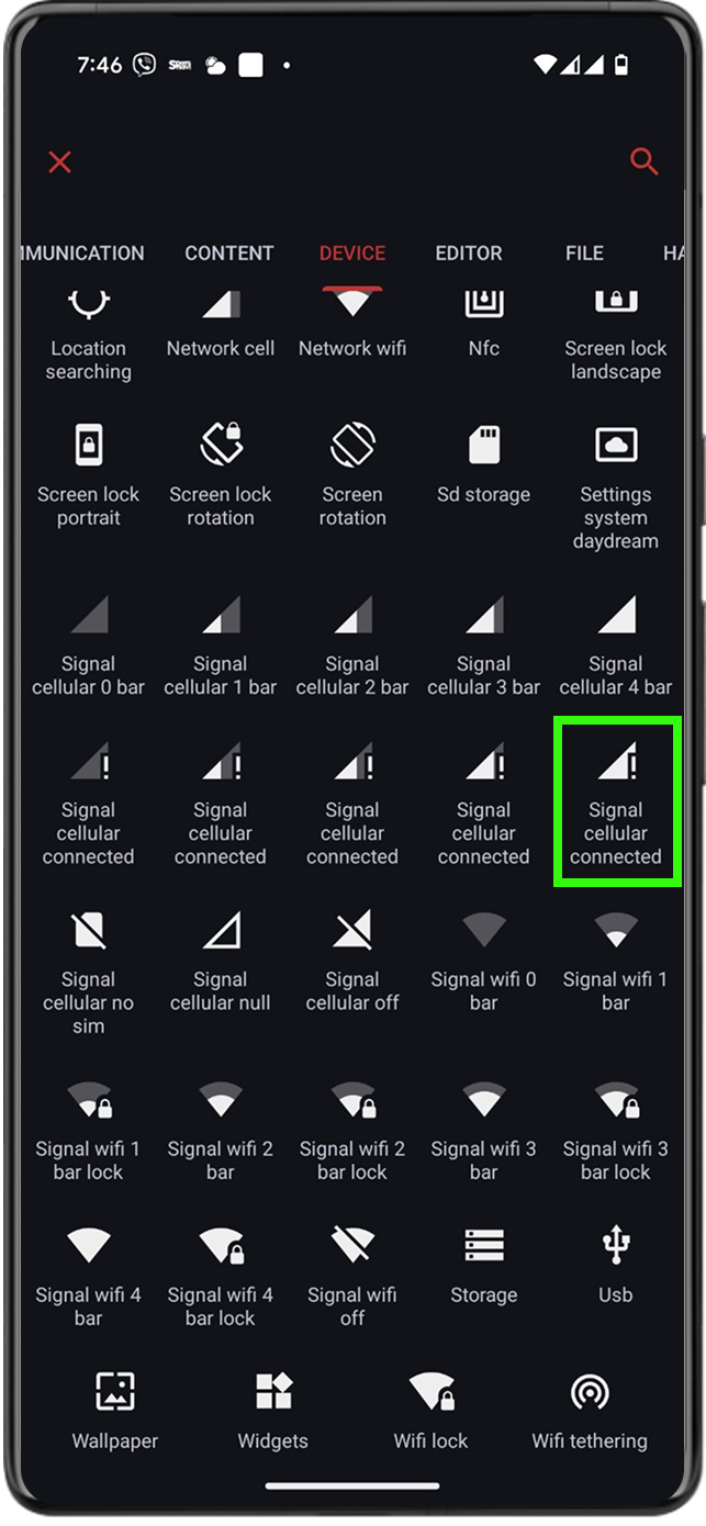 「PRESET ICONS」に大量のアイコンが用意されています。