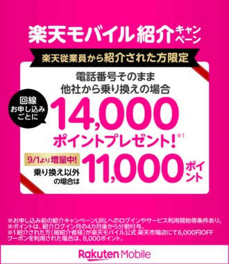 楽天モバイル　紹介キャンペーン
